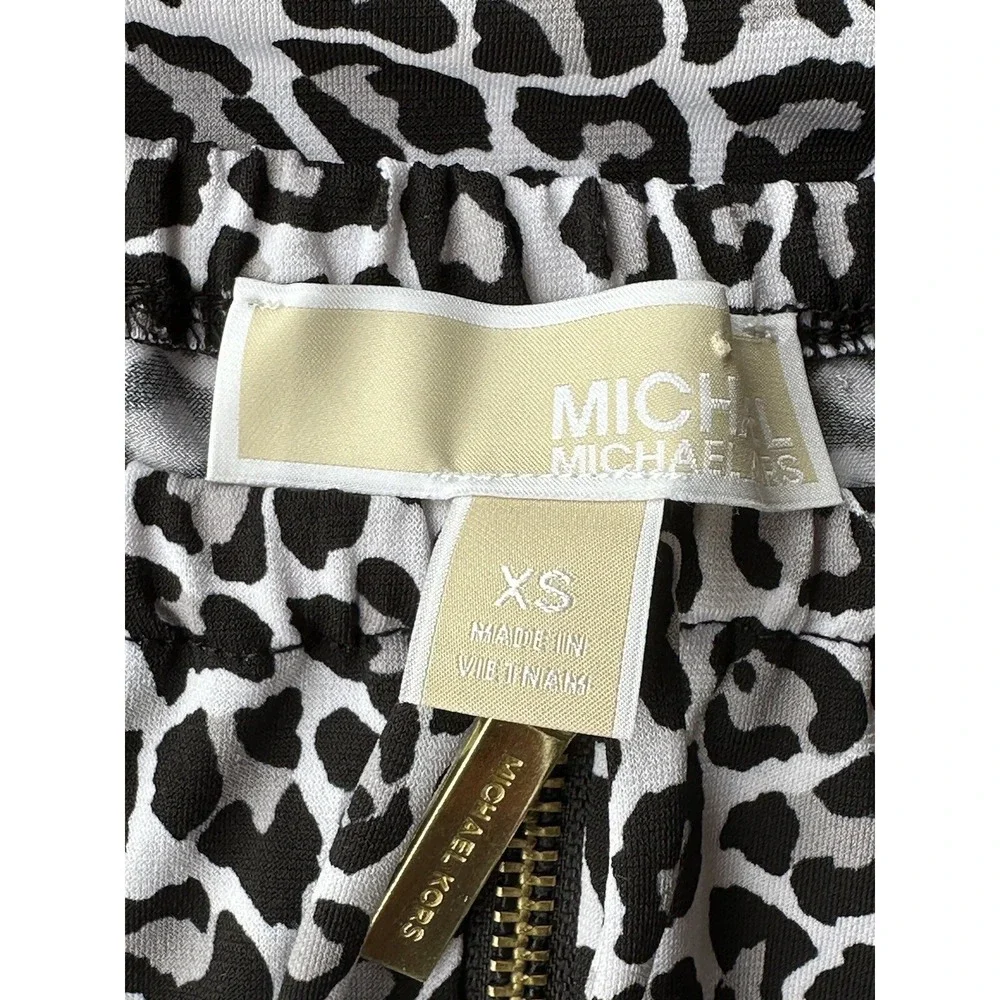 Michael‎ Kors Women Sleeveless Casual Dress BLACK White Print TASSEL Size XS